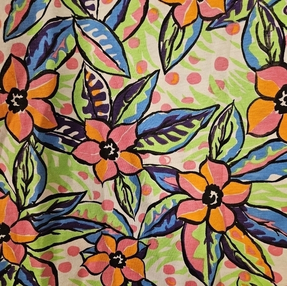 Vintage Craoquet Club mini neon bright A line floral cotton‎ Mini Dress Medium - Picture 3 of 4